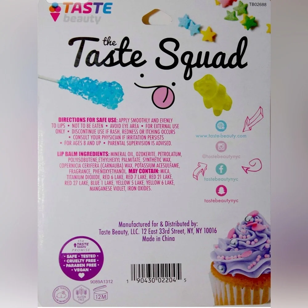 Taste Beauty Lip Balm 5 Tube Bundle Pack The Taste Squad Flavored Set GREAT GIFT